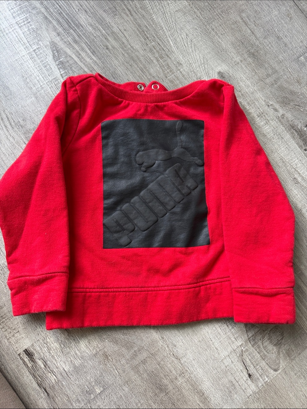 Puma Red Kids Hoodie with Black Logo Block